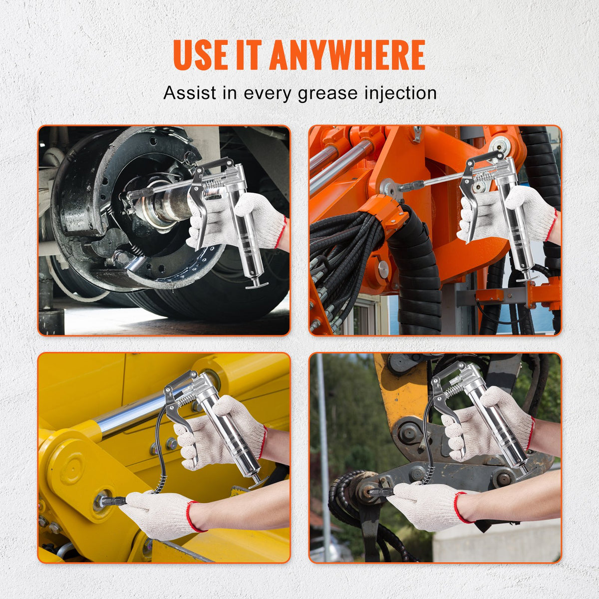 Pistol Grip Grease Gun, 3500 PSI, 4 OZ / 120 CC Capacity Heavy Duty Professional Grease Gun, with 11.65 Inch V952-SDHYQSQSW12INN429V0