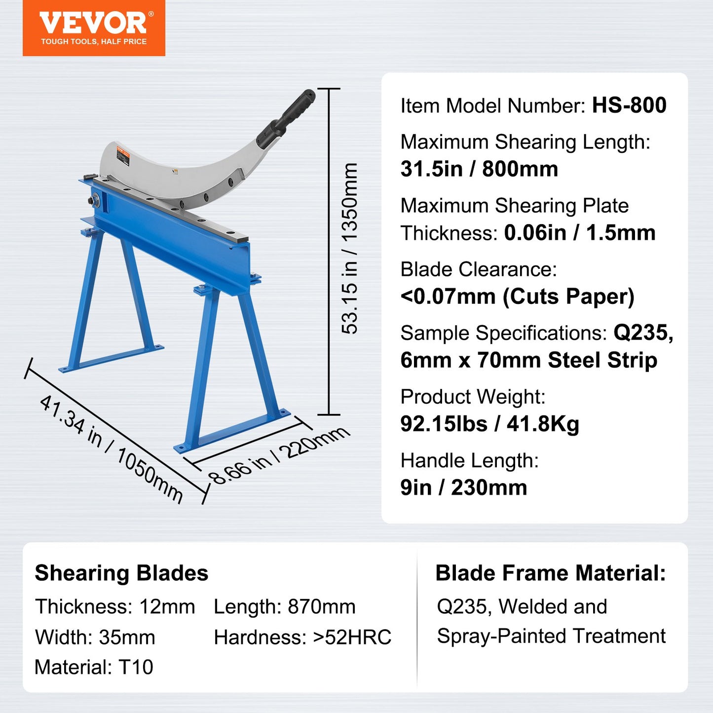 800mm Manual Hand Plate Shear for Metal Sheet Processing, Benchtop Cutter with Q235 Material, for Crafts V952-SDJBQ31YC15MHUSH7V0