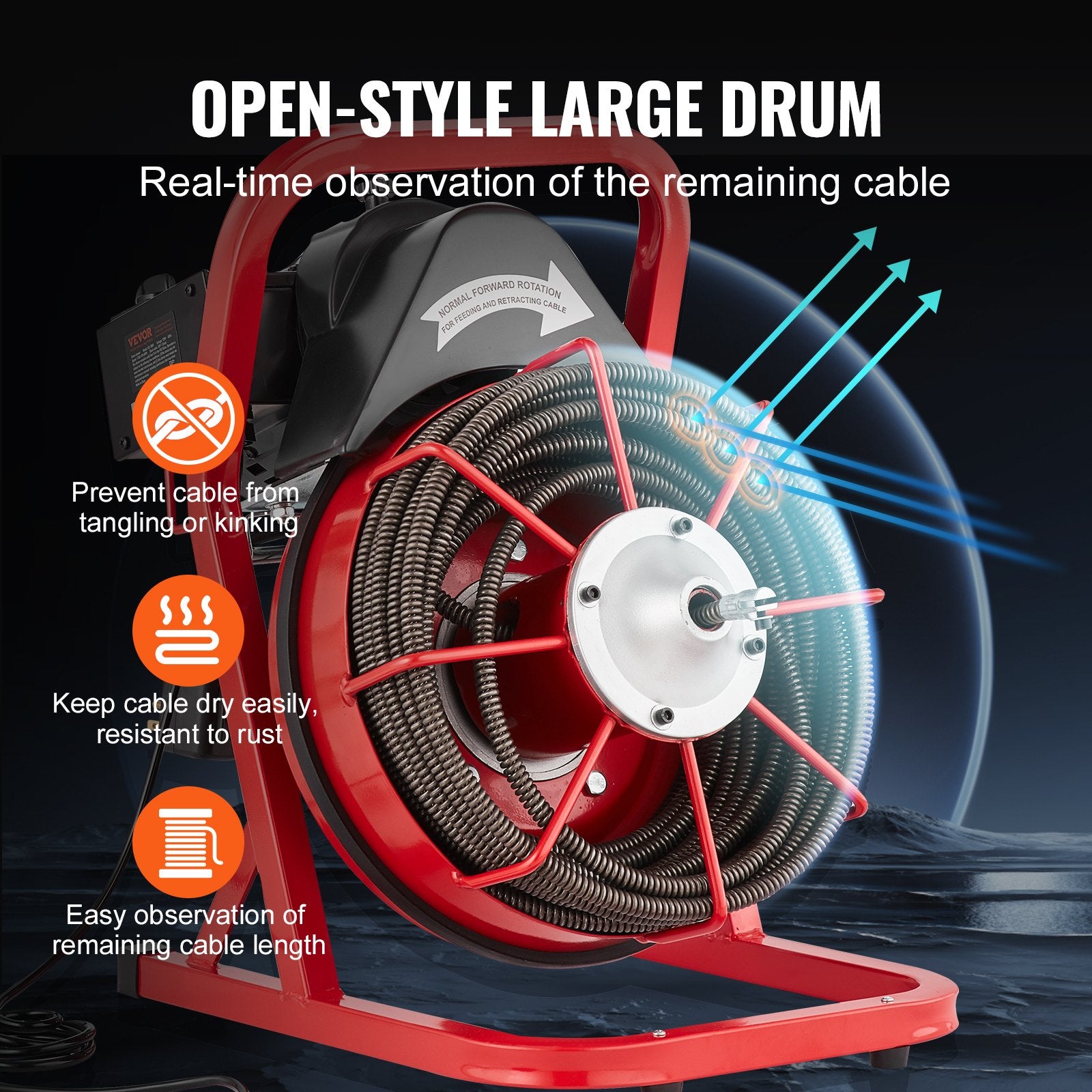 Drain Cleaner Machine Drain Auger 75FT x 1/2 Inch Manual Feed & 4 Cutters V952-SDJJKLSGDSTJGDO6AV3