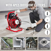 Drain Cleaner Machine Drain Auger 50FT x 3/8 Inch Manual Feed & 4 Cutters V952-SDJJKLSGDSTJVQGHEV3