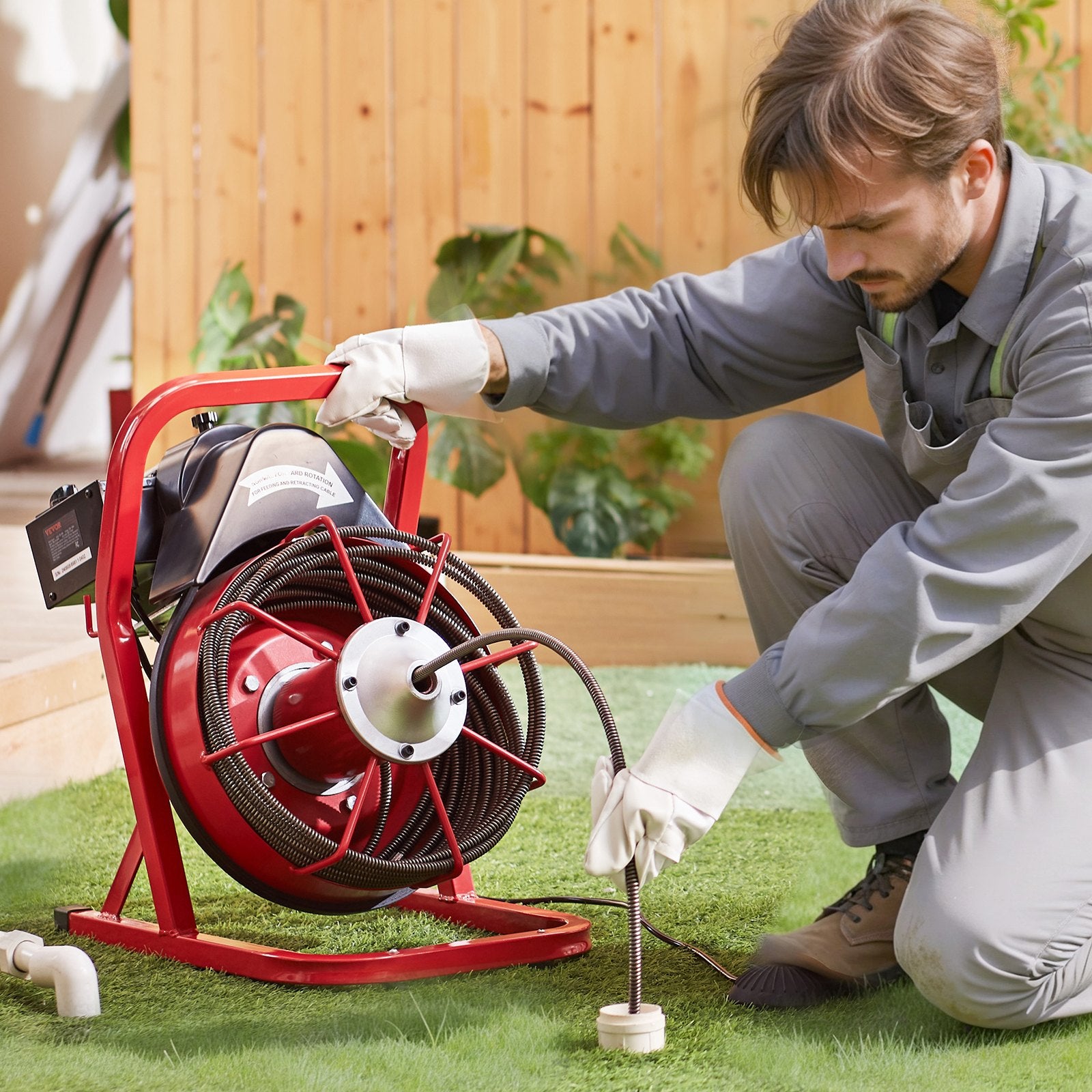 Drain Cleaner Machine Drain Auger 50FT x 3/8 Inch Manual Feed & 4 Cutters V952-SDJJKLSGDSTJVQGHEV3