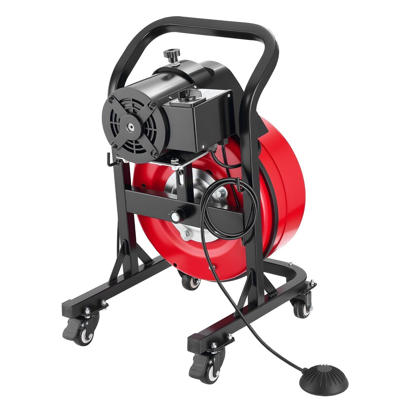 Drain Cleaner Machine 15m x 13mm, Manual Feed Sewer Snake Auger on Wheels - with 4 Cutters & Air-activated V952-SDJJKLSGDSTJWGUIY002V3