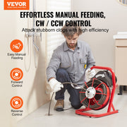 Drain Cleaner Machine Drain Auger 75FT x 3/8 Inch Manual Feed & 4 Cutters V952-SDJJKLSGDSTJXKYV3V3