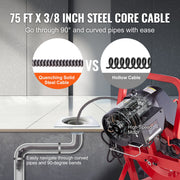 Drain Cleaner Machine Drain Auger 75FT x 3/8 Inch Manual Feed & 4 Cutters V952-SDJJKLSGDSTJXKYV3V3