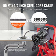 Drain Cleaner Machine Drain Auger 50FT x 1/2 Inch Manual Feed & 4 Cutters V952-SDJJKLSGDSTJZQNLAV3