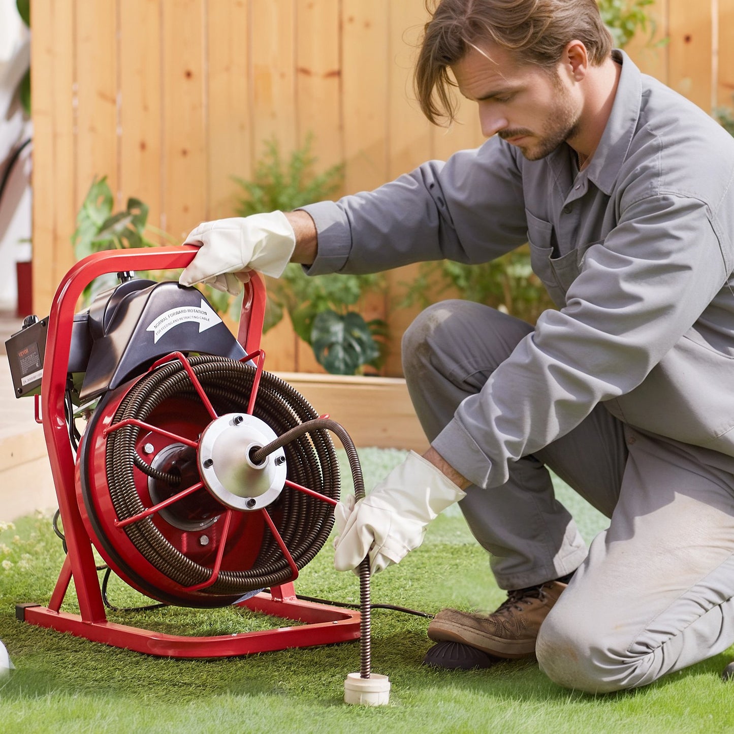 Drain Cleaner Machine Drain Auger 50FT x 1/2 Inch Manual Feed & 4 Cutters V952-SDJJKLSGDSTJZQNLAV3