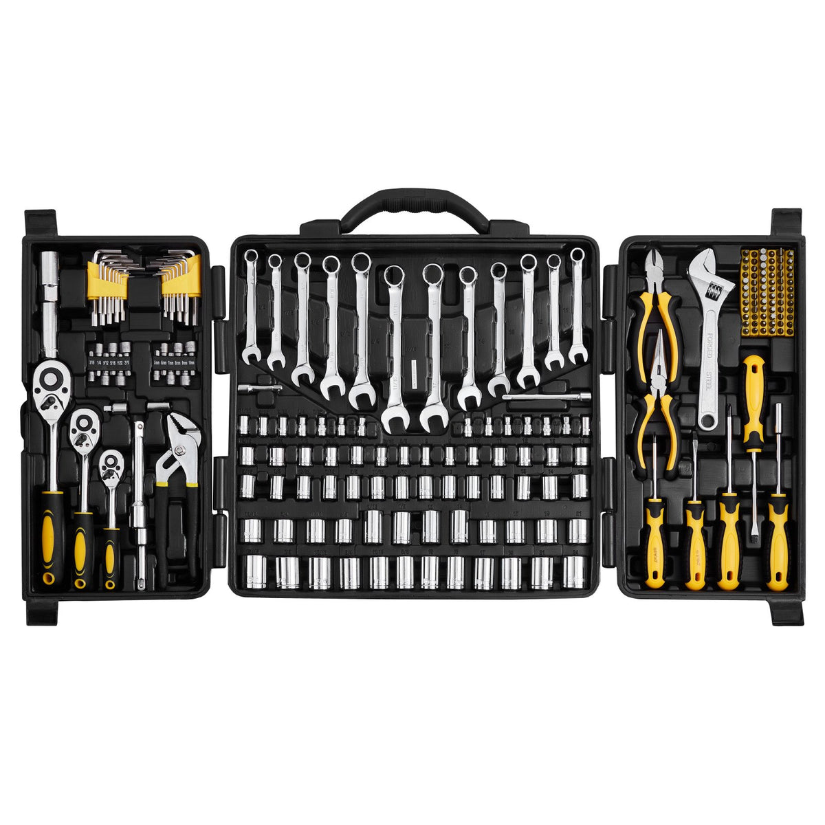 207-Piece Mechanics Tool Set 1/4" 3/8" 1/2" Drive Sockets SAE and Metric V952-SDJXGJTZ14384PX0VV0