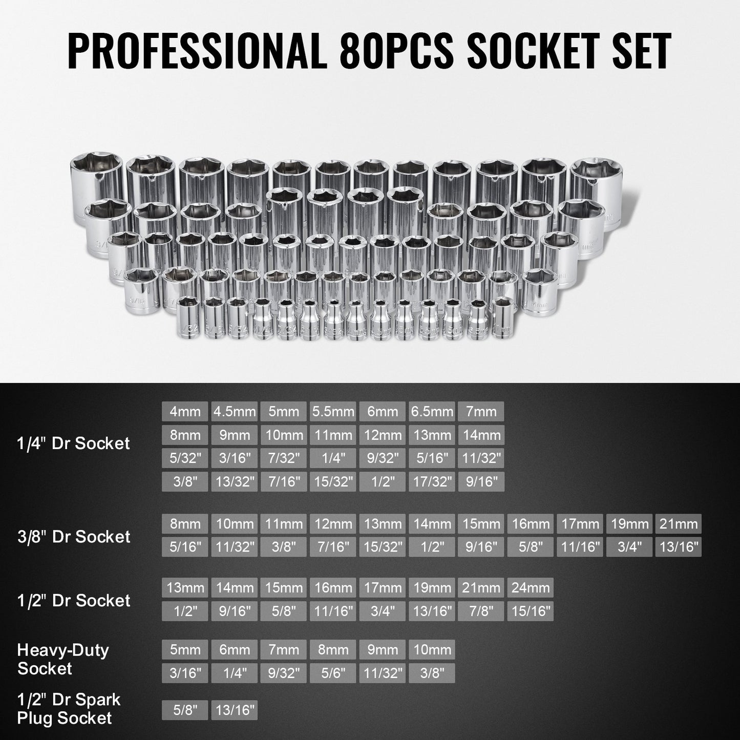 207-Piece Mechanics Tool Set 1/4" 3/8" 1/2" Drive Sockets SAE and Metric V952-SDJXGJTZ14384PX0VV0