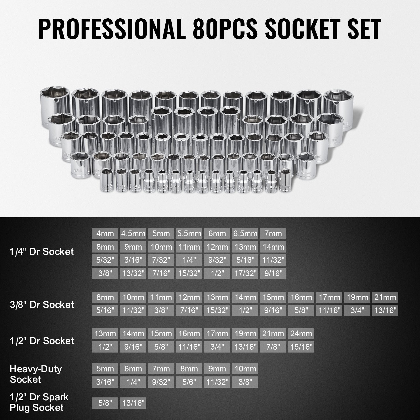207-Piece Mechanics Tool Set 1/4" 3/8" 1/2" Drive Sockets SAE and Metric V952-SDJXGJTZ14384PX0VV0