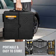 207-Piece Mechanics Tool Set 1/4" 3/8" 1/2" Drive Sockets SAE and Metric V952-SDJXGJTZ14384PX0VV0