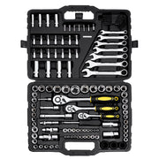 121-Piece Mechanics Tool Set 1/4" 3/8" 1/2" Drive Sockets SAE and Metric V952-SDJXGJTZ1438OZV5AV0