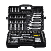 121-Piece Mechanics Tool Set 1/4" 3/8" 1/2" Drive Sockets SAE and Metric V952-SDJXGJTZ1438OZV5AV0