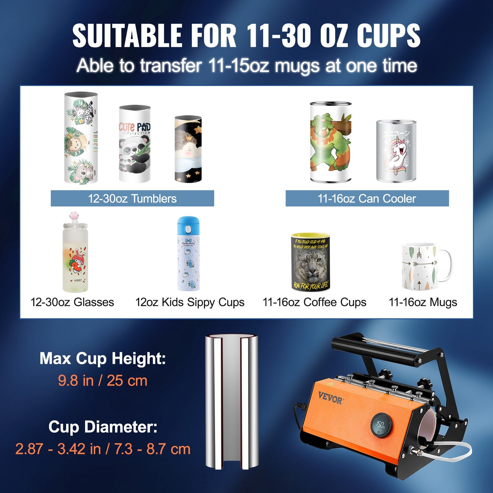 Mug Heat Press Tumbler Heat Press Machine Sublimation Printing 11-30oz Cup V952-SDKBJ600W30OZ607EV3