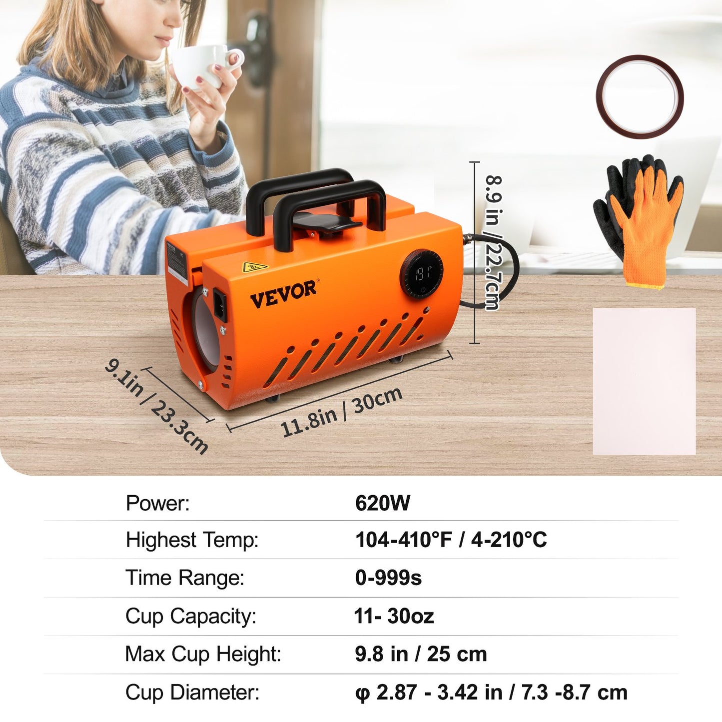 Mug Heat Press, 30oz Tumbler Heat Press Machine, Sublimation Transfer 11-15oz 16-25oz 30oz Straight Skinny V952-SDKBJ600W30OZZJVOV3