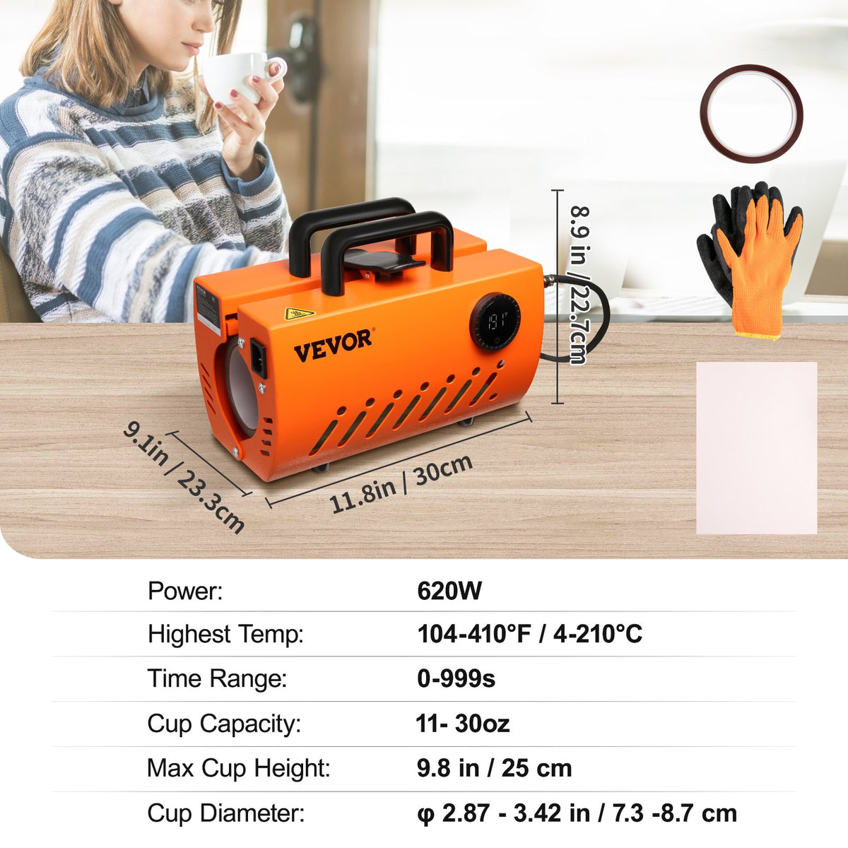 Mug Heat Press, 30oz Tumbler Heat Press Machine, Sublimation Transfer 11-15oz 16-25oz 30oz Straight Skinny V952-SDKBJ600W30OZZJVOV3