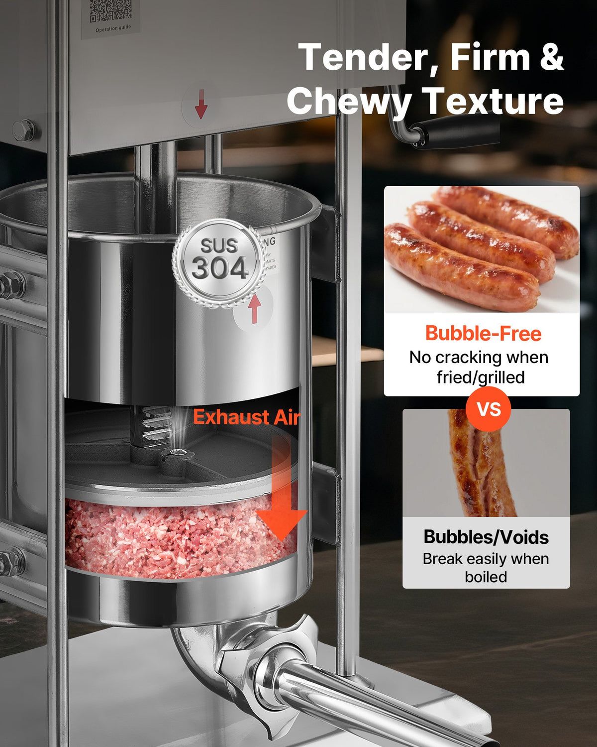 Manual Sausage Stuffer, 22 LBS / 10 L Vertical Meat Stuffer, Dual-Speed Sausage Casing Meat Filling Machine, V952-SDKGCJLS10L06EIN0001V0