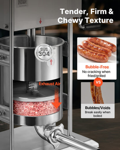 Manual Sausage Stuffer, 22 LBS / 10 L Vertical Meat Stuffer, Dual-Speed Sausage Casing Meat Filling Machine, V952-SDKGCJLS10L06EIN0001V0