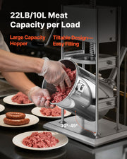Manual Sausage Stuffer, 22 LBS / 10 L Vertical Meat Stuffer, Dual-Speed Sausage Casing Meat Filling Machine, V952-SDKGCJLS10L06EIN0001V0