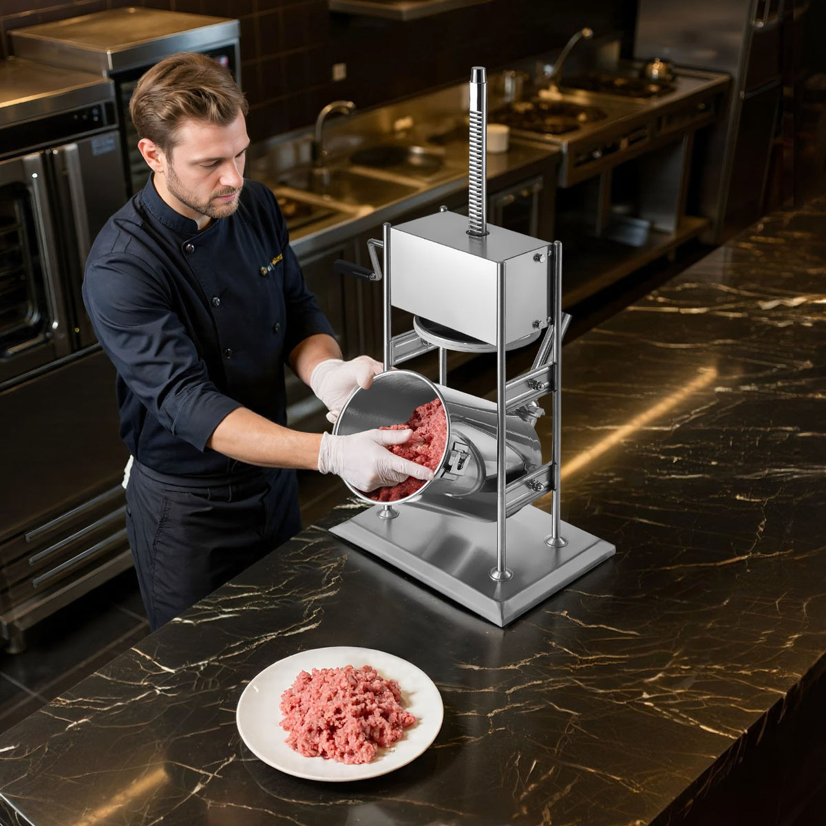 Manual Sausage Stuffer, 22 LBS / 10 L Vertical Meat Stuffer, Dual-Speed Sausage Casing Meat Filling Machine, V952-SDKGCJLS10L06EIN0001V0