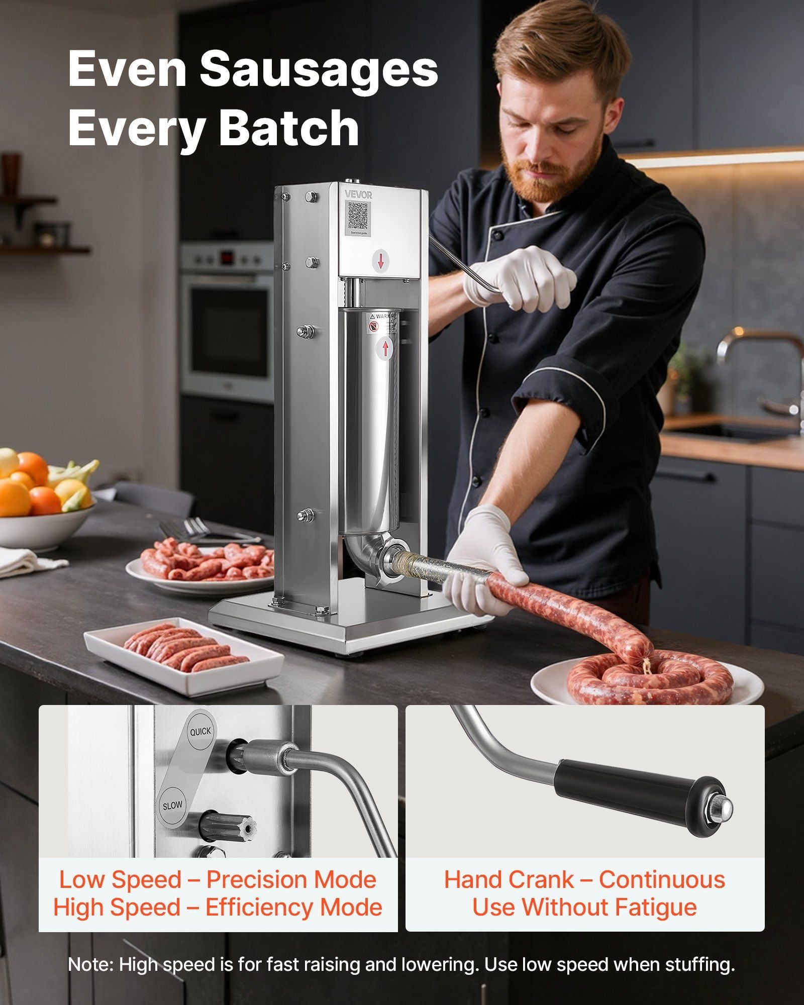 Manual Sausage Stuffer, 11 LBS / 5 L Vertical Meat Stuffer, Dual-Speed Sausage Casing Meat Filling Machine, V952-SDKGCJLS5L00GQ3T6001V0