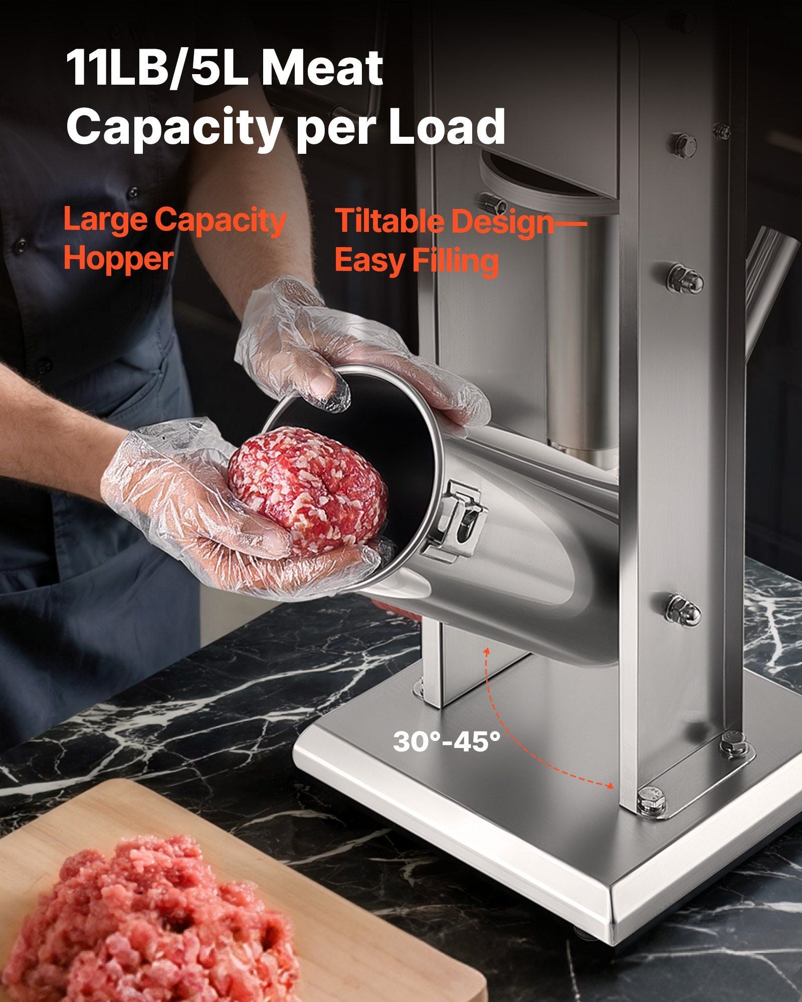 Manual Sausage Stuffer, 11 LBS / 5 L Vertical Meat Stuffer, Dual-Speed Sausage Casing Meat Filling Machine, V952-SDKGCJLS5L00GQ3T6001V0