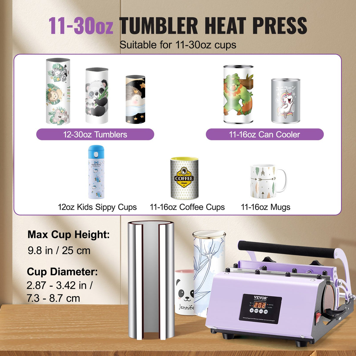 Tumbler Heat Press Machine 11-30oz Mug Press Sublimation Tumblers Purple V952-SDKKBJAYAJXSJTX79V3