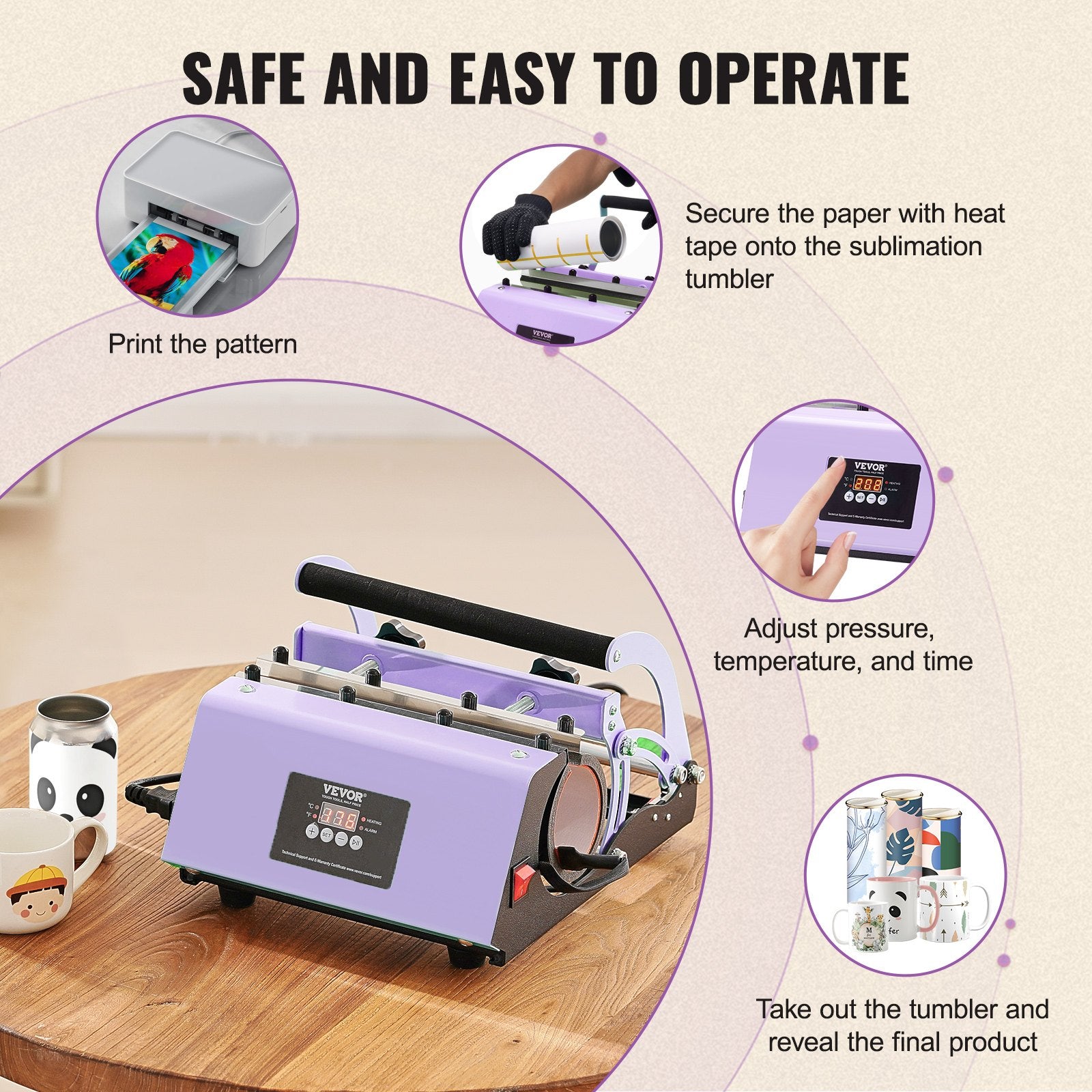 Tumbler Heat Press Machine 11-30oz Mug Press Sublimation Tumblers Purple V952-SDKKBJAYAJXSJTX79V3