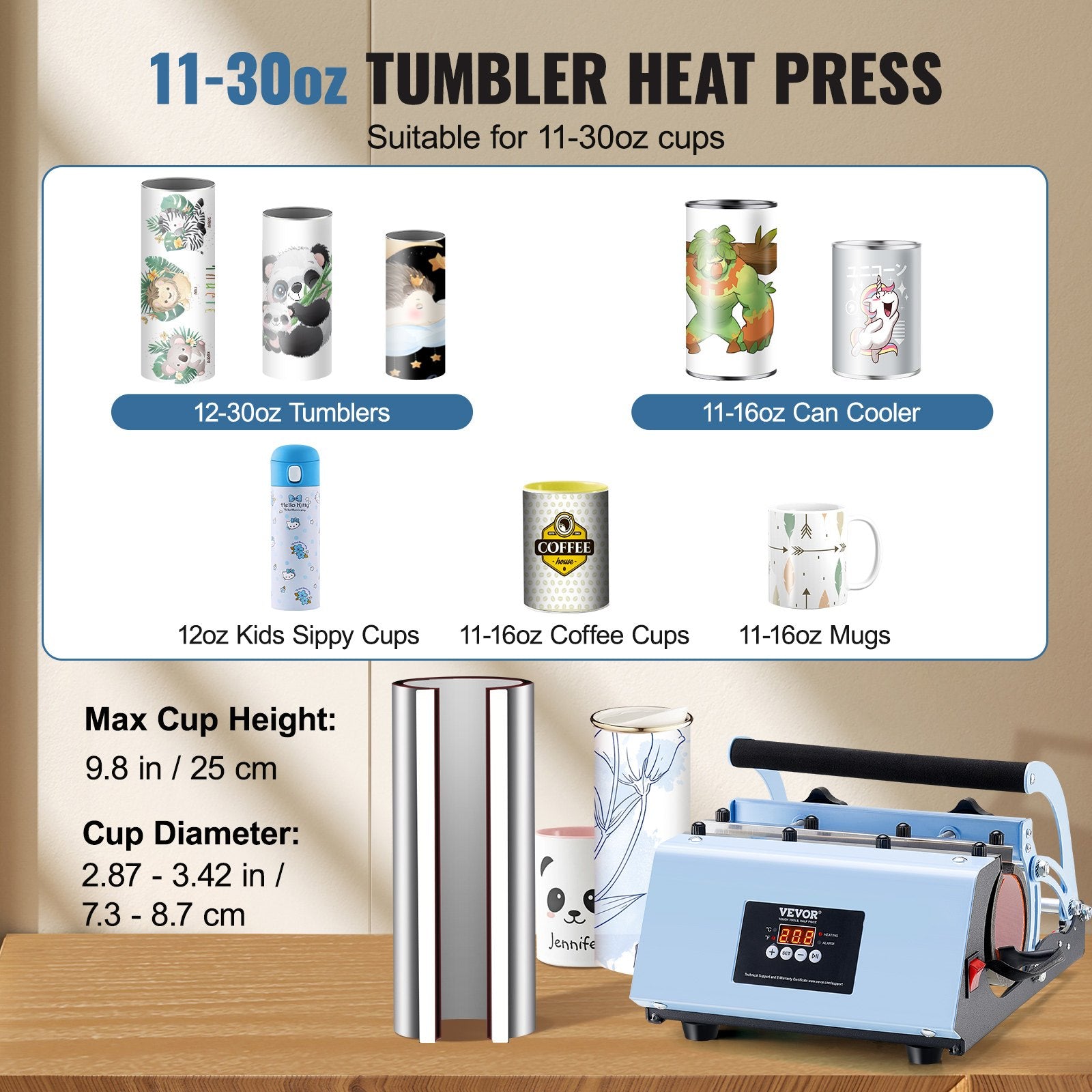 Tumbler Heat Press Machine 11-30oz Mug Press Sublimation Tumblers Blue V952-SDKKBJAYAJXSOV6POV3