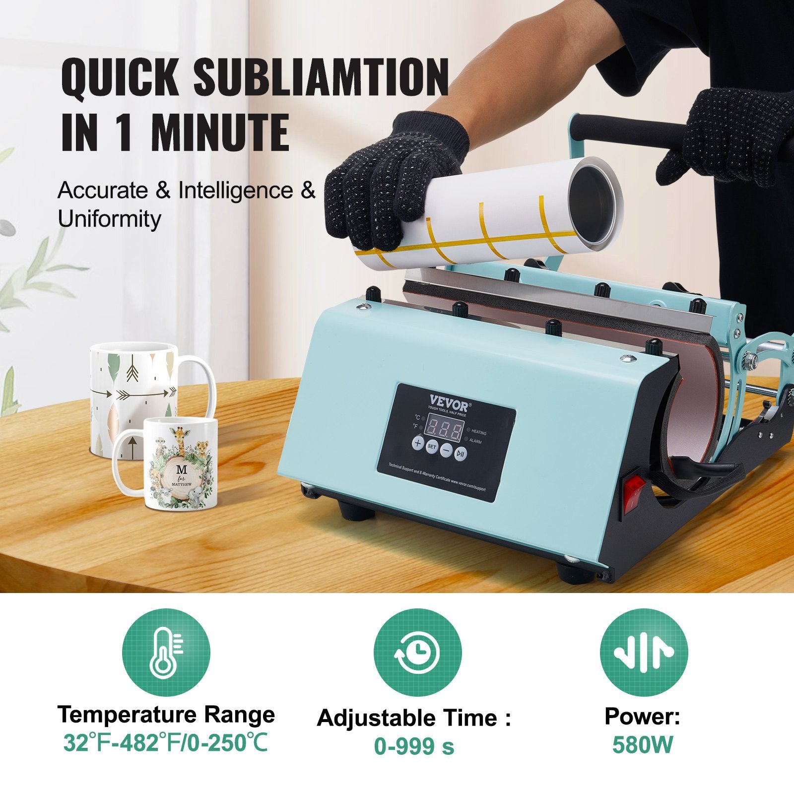 Tumbler Heat Press Machine 11-30oz Mug Press Sublimation Tumblers Green V952-SDKKBJAYAJXSU9GD9V3