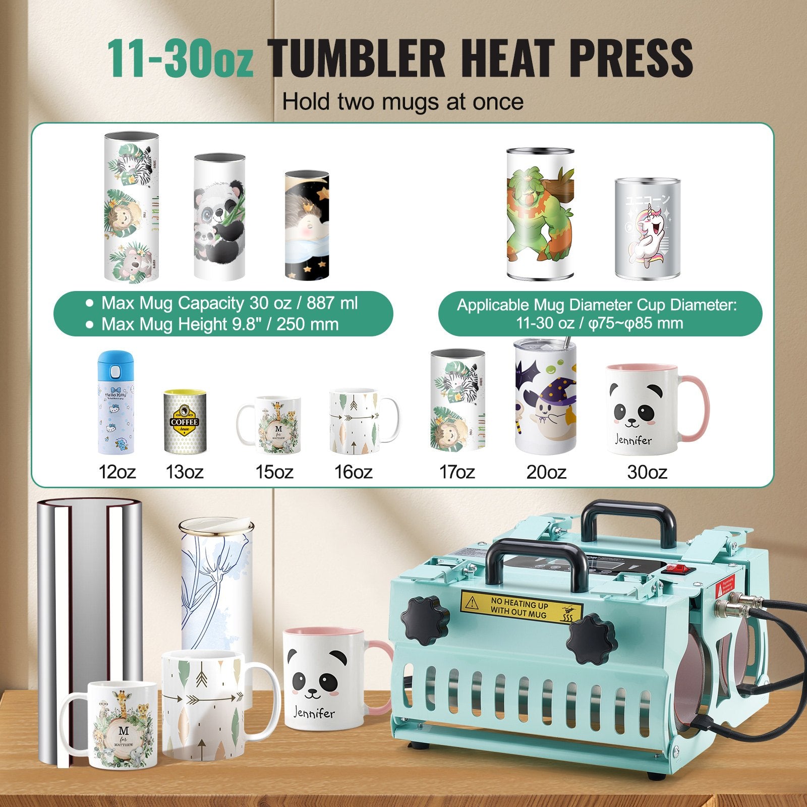 Tumbler Heat Press Machine 2 Station Heaters 11-30oz Mug Press Sublimation V952-SDKKBJSGWAJXGBFN0V3