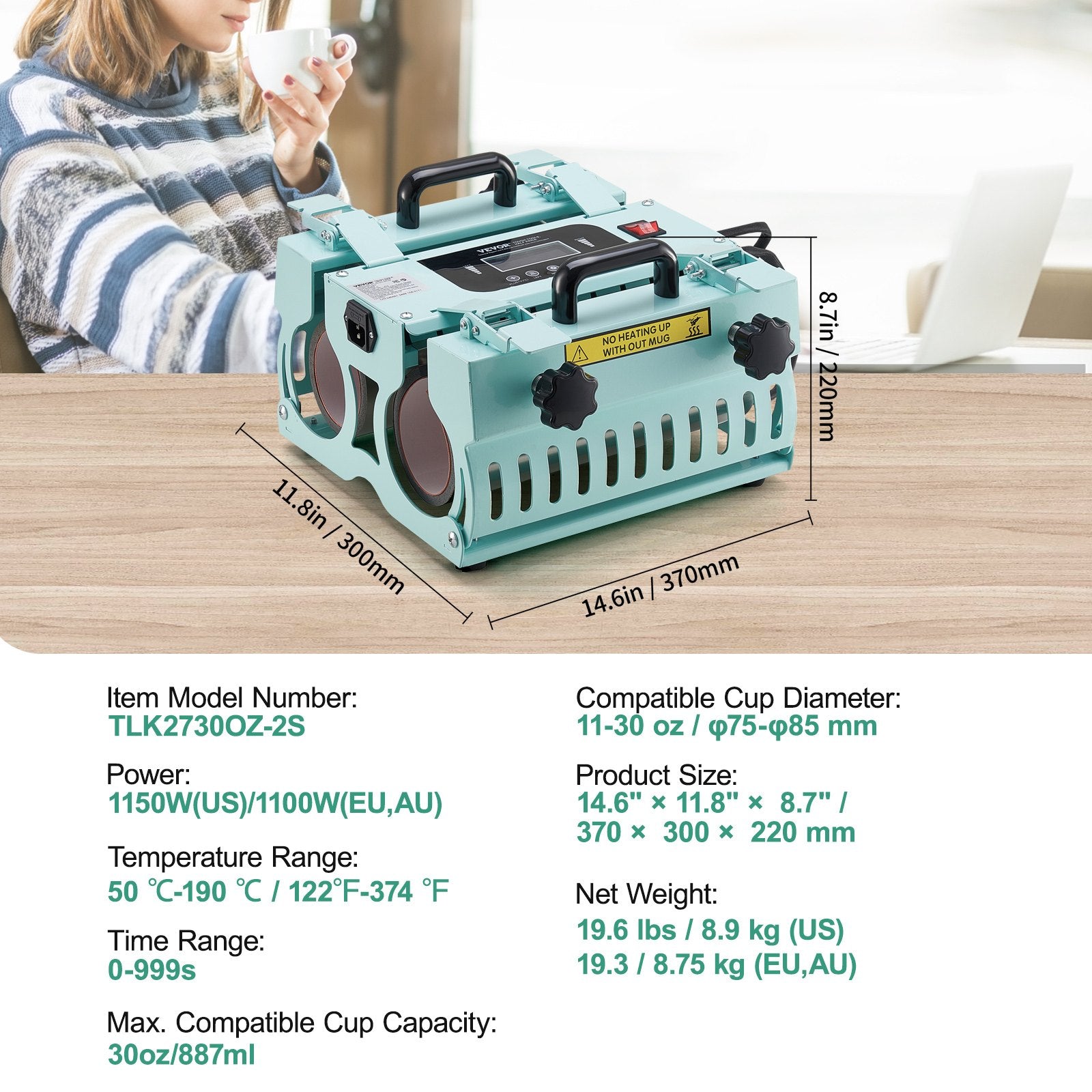 Tumbler Heat Press Machine 2 Station Heaters 11-30oz Mug Press Sublimation V952-SDKKBJSGWAJXGBFN0V3