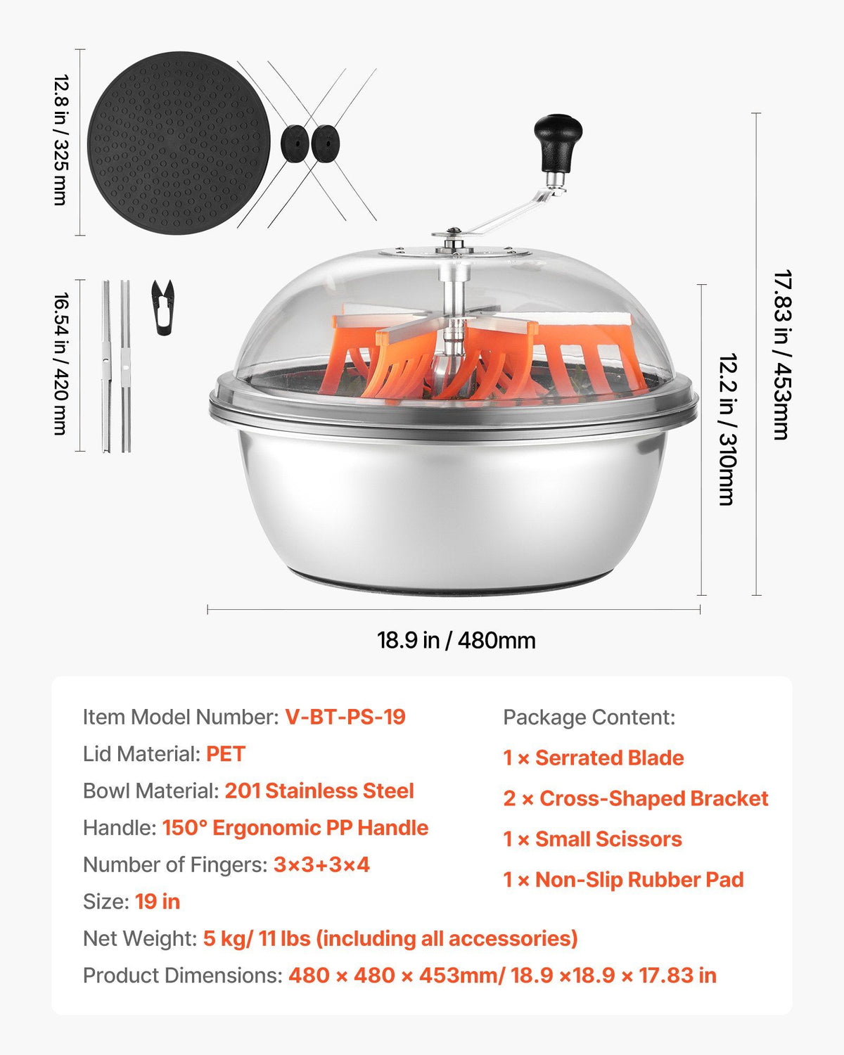 Bud Leaf Bowl Trimmer, 490 mm Manual Bud Trimmer, with Sharp Stainless Steel Blades, Visual Cutting, Wet & V952-SDKSCJ19YCSDLYB2M001V0