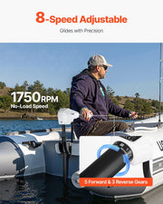 Electric Trolling Motor, Transom Mounted Outboard Boat Motors 12V 55lbs Thrust, 8-Speed Electric Boat Engine V952-SDKTDMD12V55PQZUV001V0