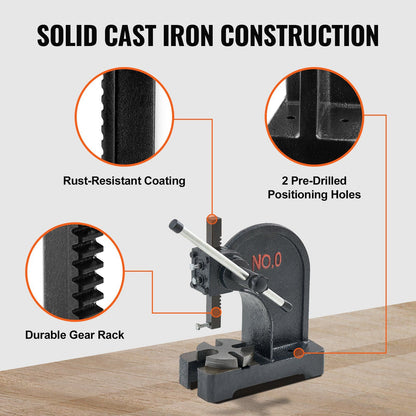 Arbor Press, 0.5 Ton Manual Arbor Press, 11.68" Maximum Height, Cast Iron Heavy-duty Manual Desktop Arbor V952-SDKYLJGG05T0AP25JV0