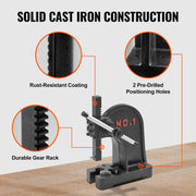 Arbor Press, 1 Ton Manual Arbor Press, 5.9" Maximum Height, Cast Iron Heavy-duty Manual Desktop Arbor Press, V952-SDKYLJGG1T00BW6W1V0
