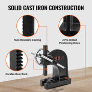 Arbor Press, 1 Ton Manual Arbor Press with Handwheel, 15cm Maximum Height, Cast Iron Heavy-duty Manual V952-SDKYLJGGSL1T2G169V0
