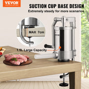 Sausage Stuffer 2.5LBS/1.5L Capacity Homemade Sausage Maker Stainless Steel V952-SDLSBXGGC15L18HO0V0