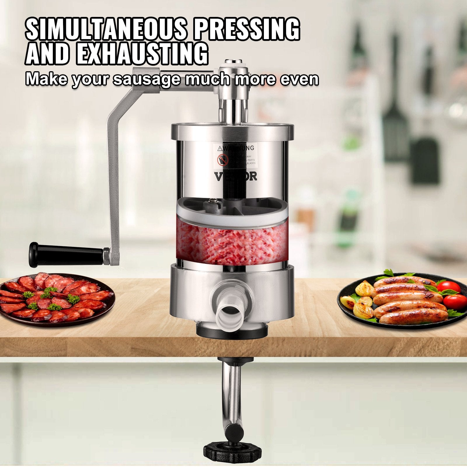 Sausage Stuffer 2.5LBS/1.5L Capacity Homemade Sausage Maker Stainless Steel V952-SDLSBXGGC15L18HO0V0