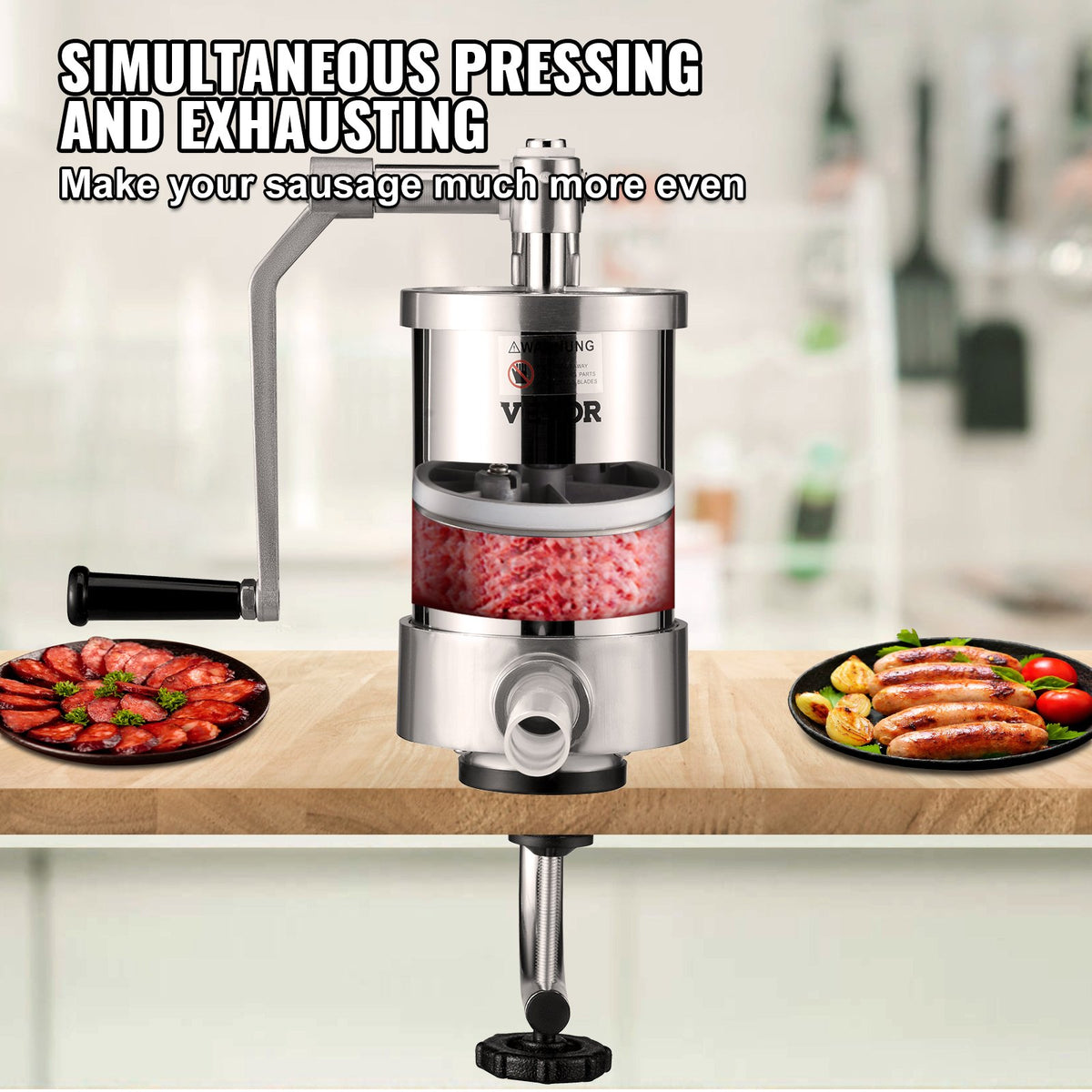 Sausage Stuffer 2.5LBS/1.5L Capacity Homemade Sausage Maker Stainless Steel V952-SDLSBXGGC15L18HO0V0