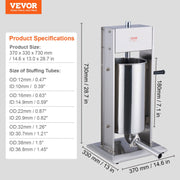 Manual Sausage Stuffer 15 L Vertical Sausage Machine 304 Stainless Steel V952-SDLSBXGGCJ155Q4DYV0