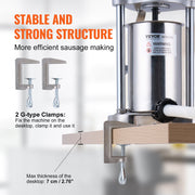 Manual Sausage Stuffer, 2 L / 5 LBS Vertical Sausage Machine with G-type Clamp, Food-Grade 304 Stainless V952-SDLSBXGGCJ2LHRF1AV0