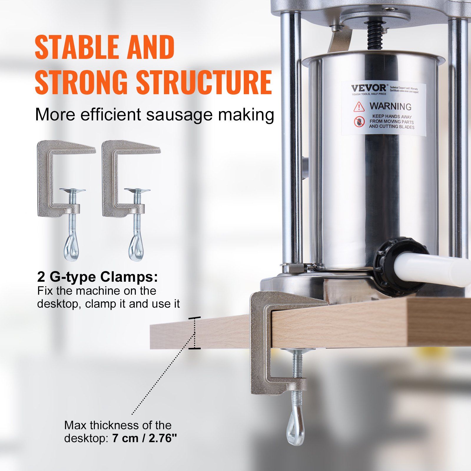 Manual Sausage Stuffer, 2 L / 5 LBS Vertical Sausage Machine with G-type Clamp, Food-Grade 304 Stainless V952-SDLSBXGGCJ2LHRF1AV0