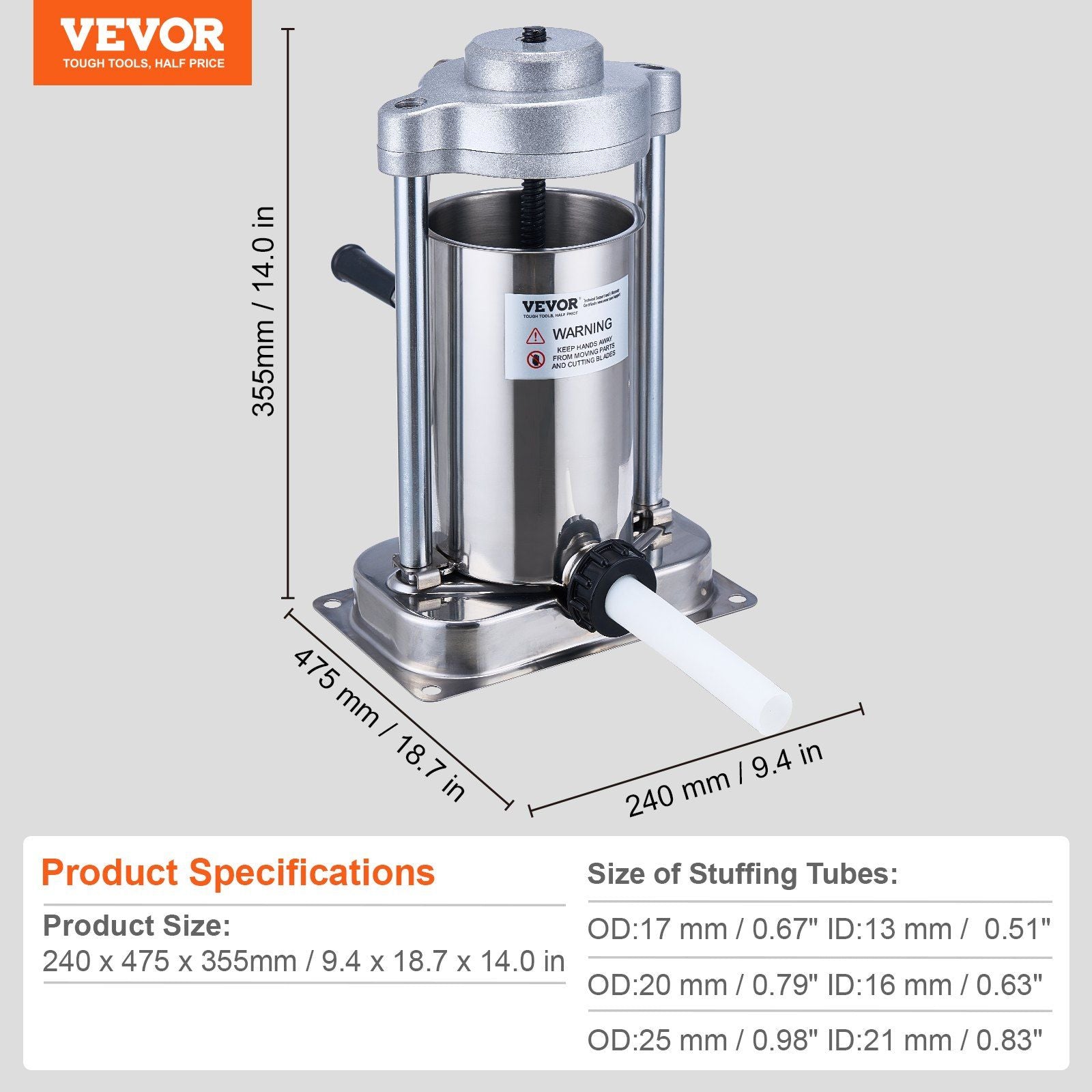 Manual Sausage Stuffer, 2 L / 5 LBS Vertical Sausage Machine with G-type Clamp, Food-Grade 304 Stainless V952-SDLSBXGGCJ2LHRF1AV0