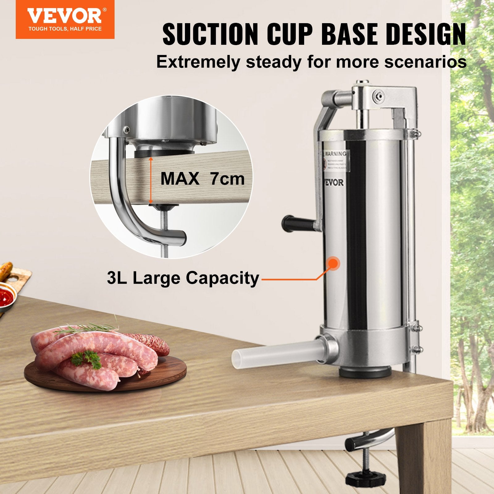 Sausage Stuffer 5LBS/3L Capacity Homemade Sausage Maker Stainless Steel V952-SDLSBXGGCJ3L10KSCV0