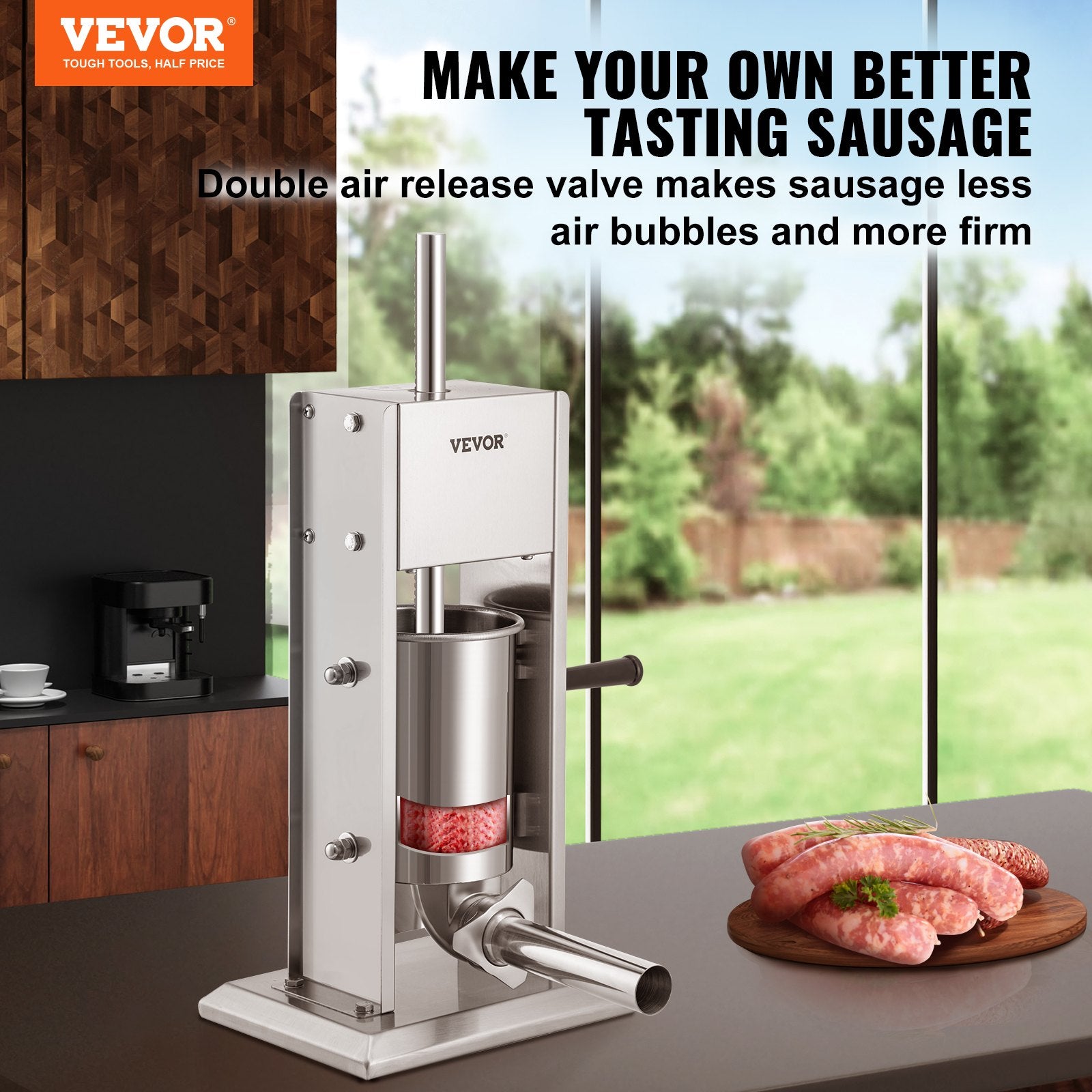 Sausage Stuffer 5LBS/3L Capacity Homemade Sausage Maker Stainless Steel V952-SDLSBXGGCJ3L2X1I2V0