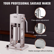 Sausage Stuffer 5LBS/3L Capacity Homemade Sausage Maker Stainless Steel V952-SDLSBXGGCJ3L2X1I2V0