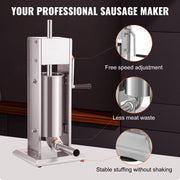 Sausage Stuffer 8LBS/5L Capacity Homemade Sausage Maker Stainless Steel V952-SDLSBXGGCJ5L2YBS3V0