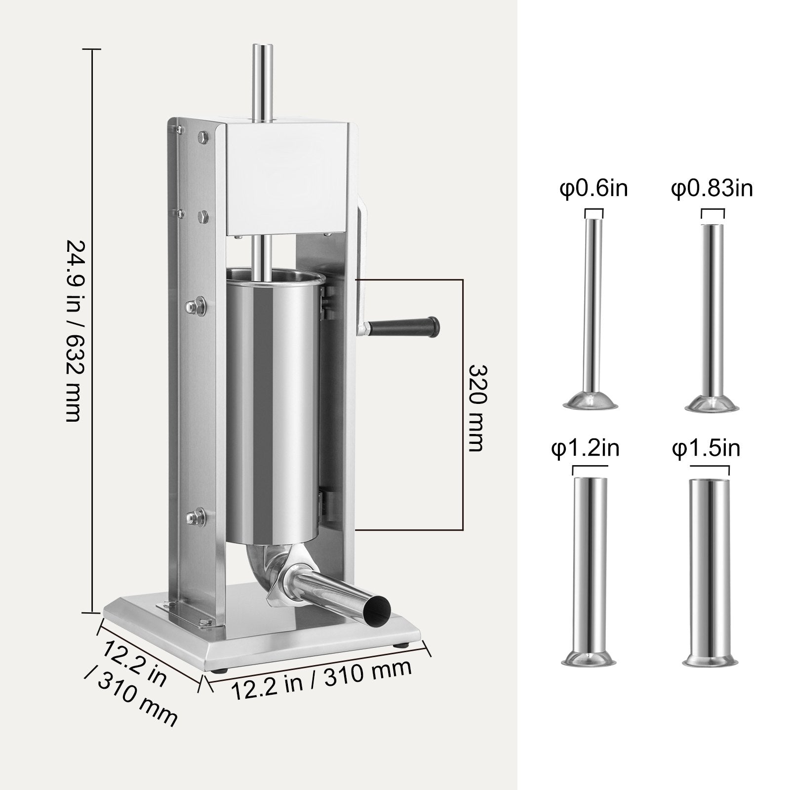 Sausage Stuffer 8LBS/5L Capacity Homemade Sausage Maker Stainless Steel V952-SDLSBXGGCJ5L2YBS3V0