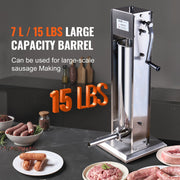 Manual Sausage Stuffer, 7 L / 15 LBS Vertical Sausage Machine, Dual-Speed Meat Stuffer, Made of Food-Grade V952-SDLSBXGGCJ7L5STTEV0