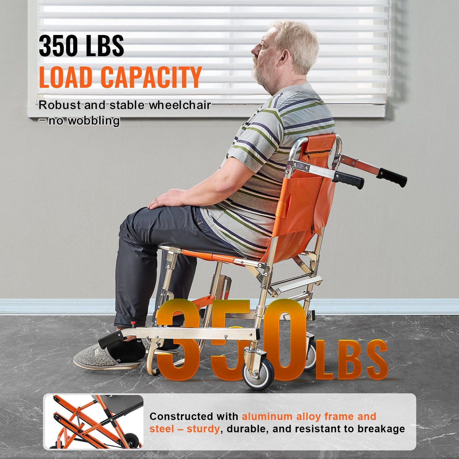EMS Stair Chair, 159 kg Load Capacity, Foldable Aluminum Emergency Stair Climbing Wheelchair with 2 Wheels, V952-SDLYPLCSTS00G9IQZV0
